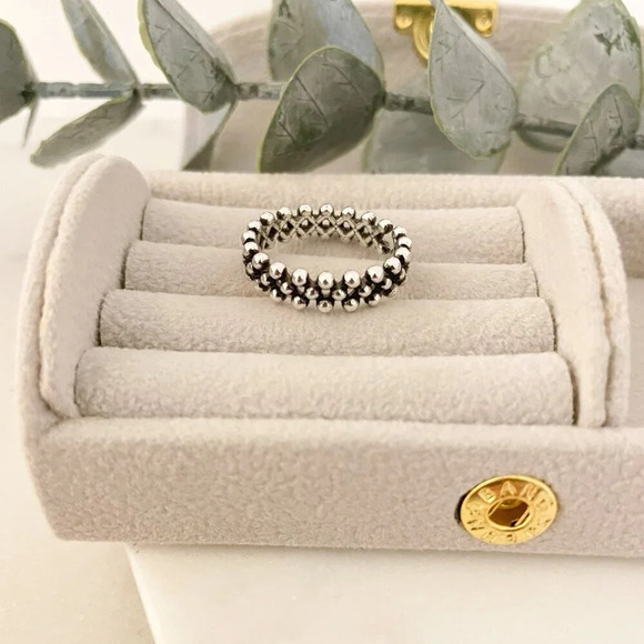 925 Sterling Silver Bead Ring Dainty Ring Band Thin Ring Stackable Ring Band - Picture 6 of 9